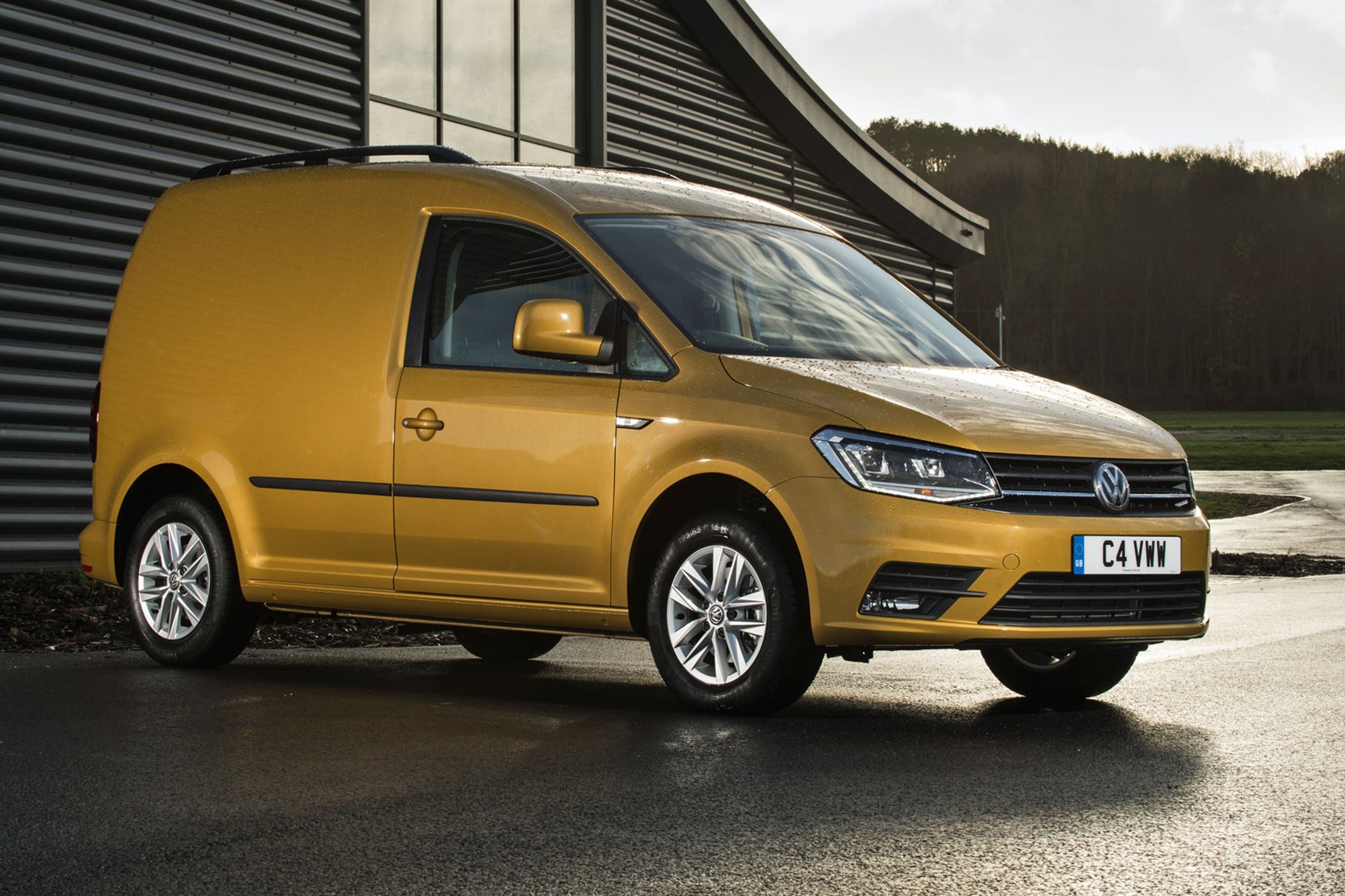 VW Caddy review - 2018 model, front view, yellow