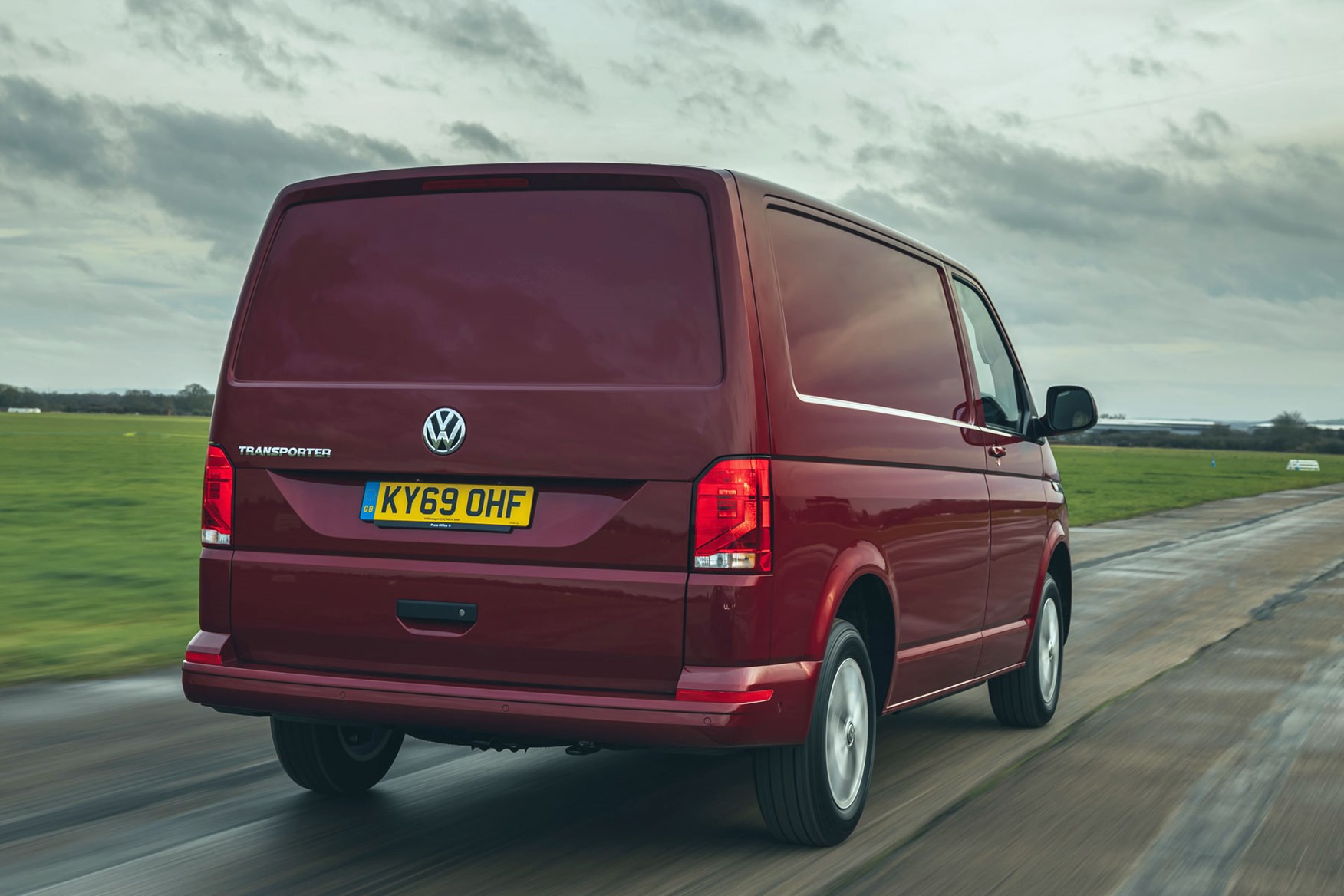 Volkswagen Transporter review, T6.1, 2020, red, rear, driving