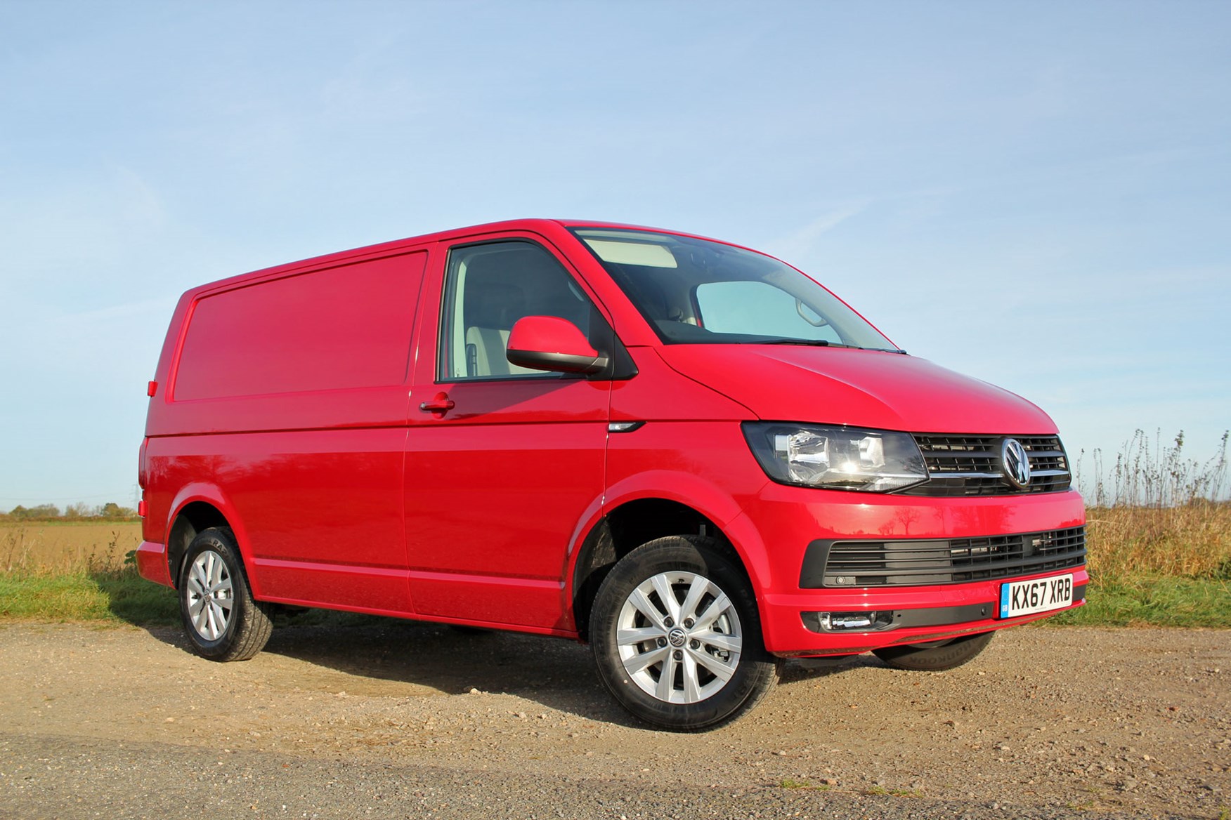 VW Transporter T6 TSI 150 review - front view, red