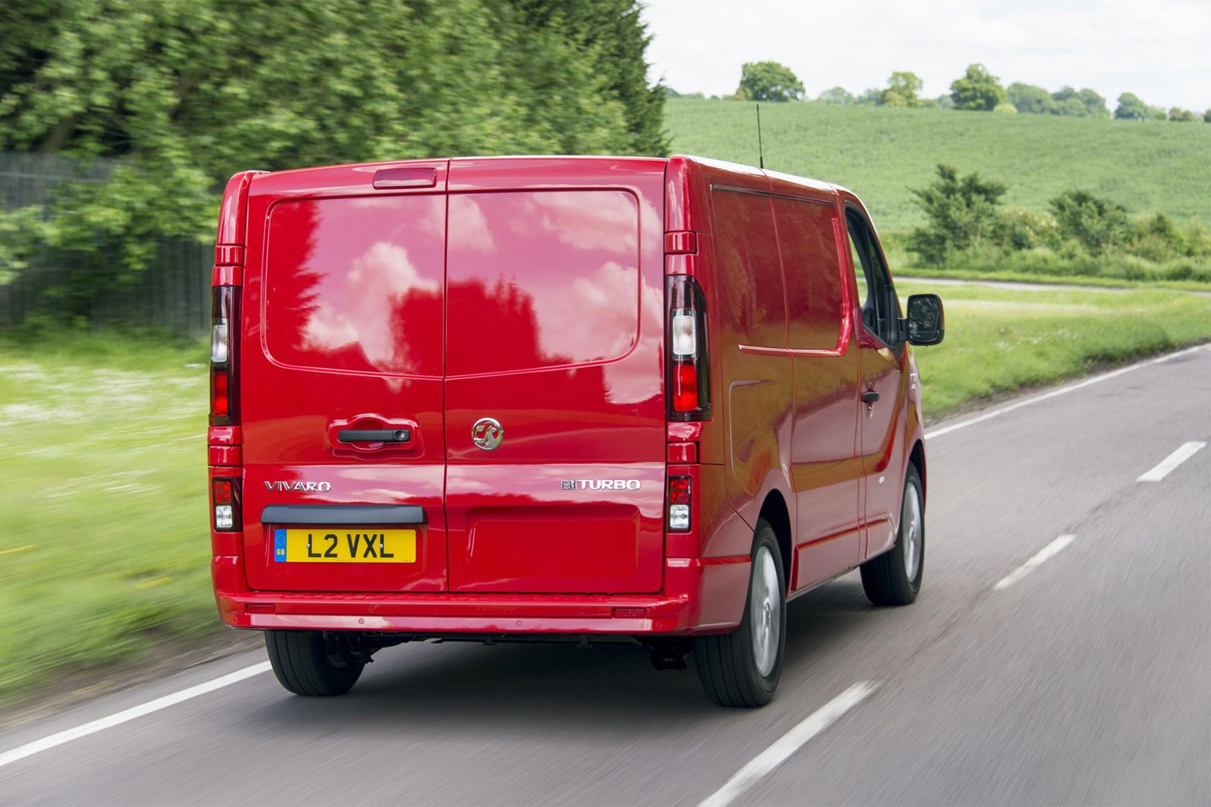 Vauxhall Vivaro review - red, rear view, driving