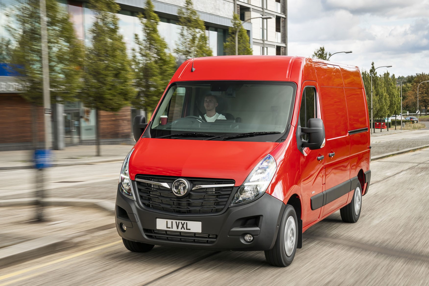 Vauxhall Movano review - 2020 model year, red, front view, driving, 2019