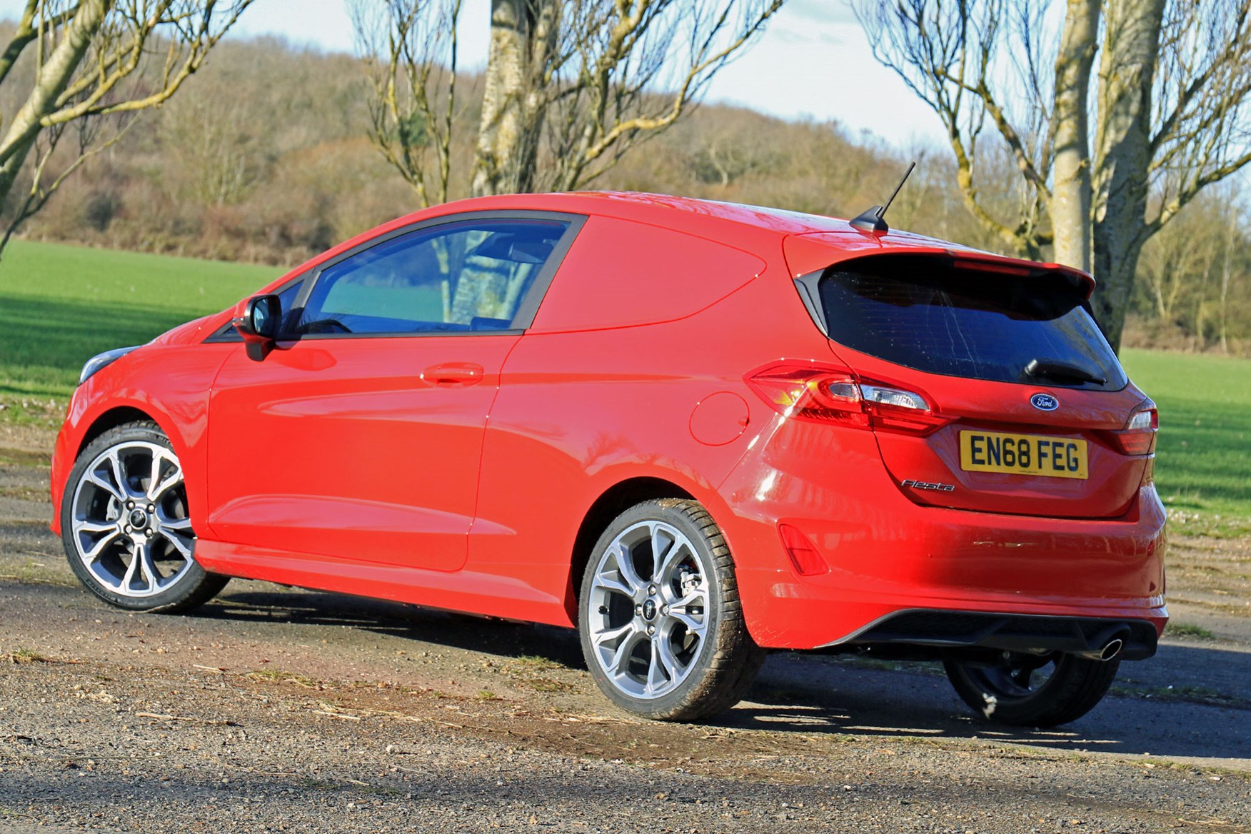 Ford Fiesta Sport Van review - rear view, red