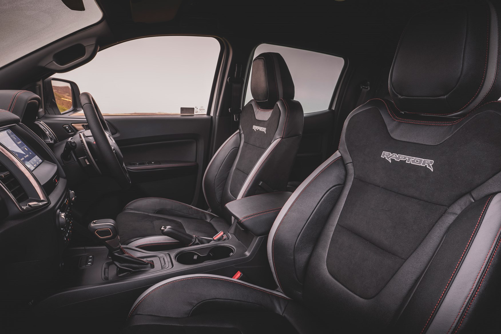Ford Ranger Raptor review - Special Edition interior, front seats with red stitching