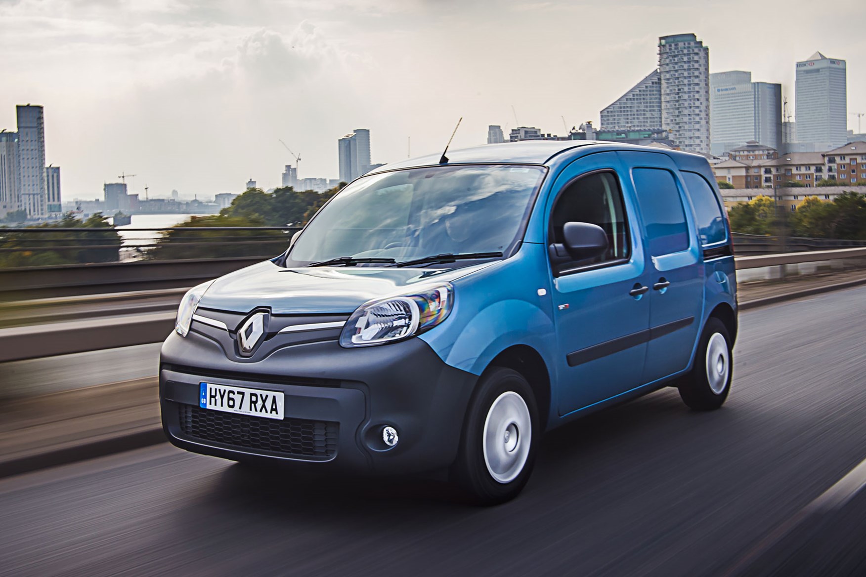 Renault Kangoo ZE review 2020 - front view, blue, driving