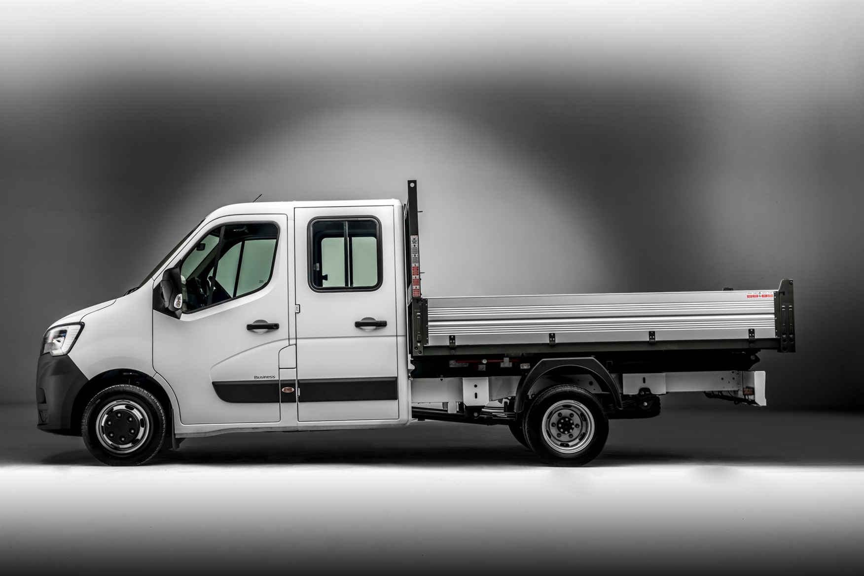 Renault Master ZE electric van review, 2020 - double cab tipper conversion, side view