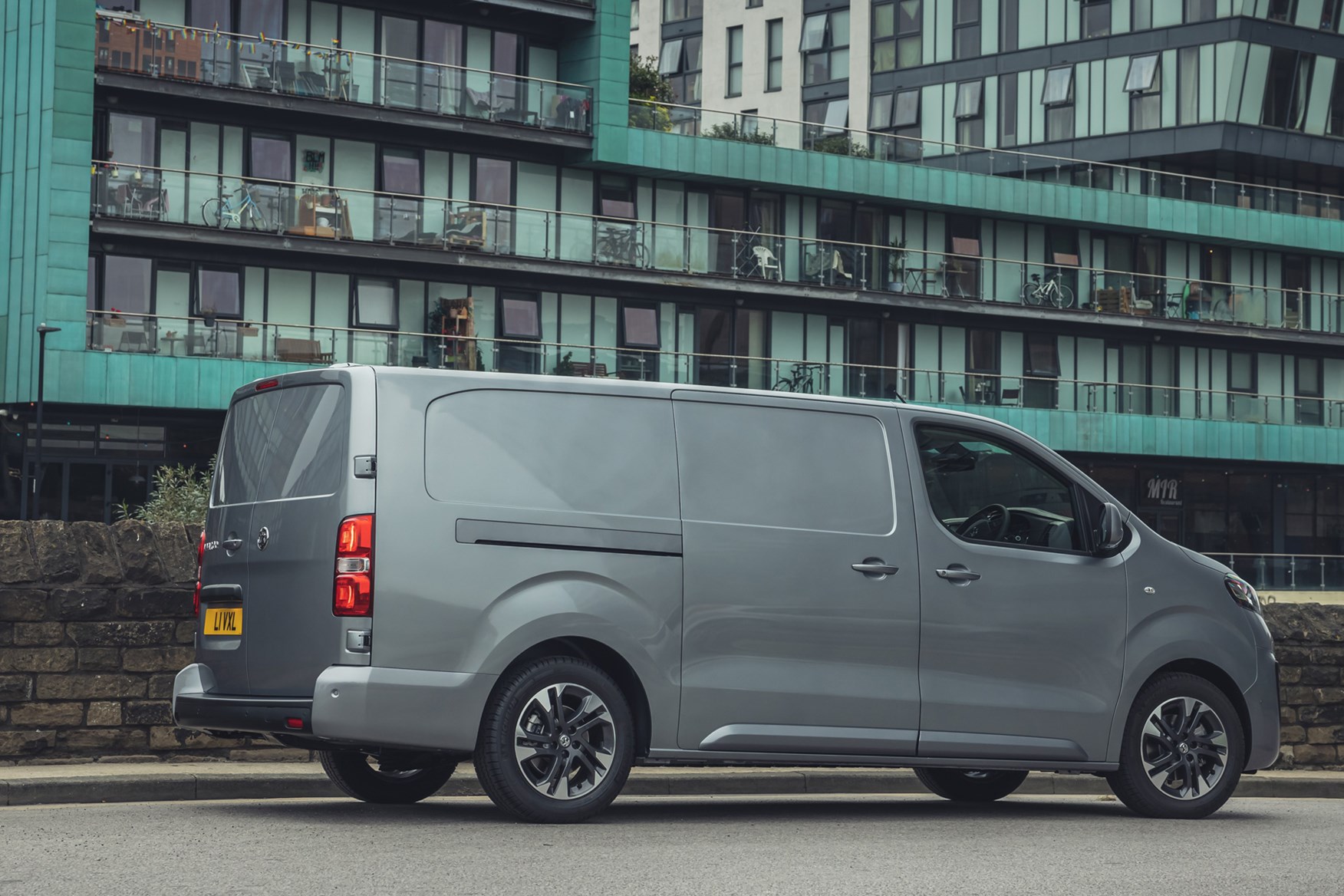 Vauxhall Vivaro-e review, 2020, electric van, rear view, grey