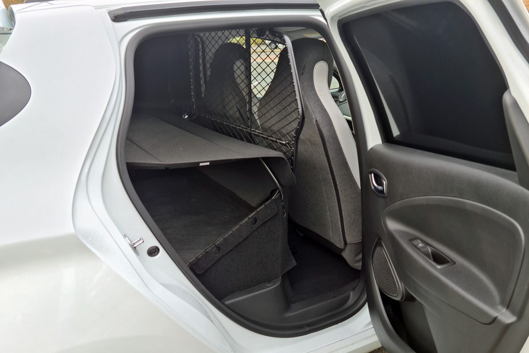 Renault Zoe Van review, 2020, interior, view through rear side door