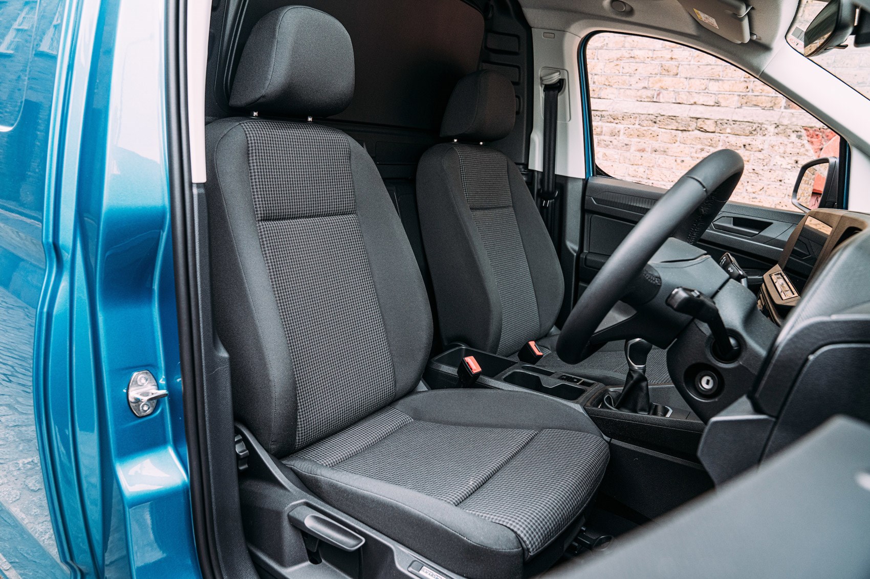VW Caddy Cargo review, 2021, cab interior, right-hand drive, steering wheel, dashboard, screen