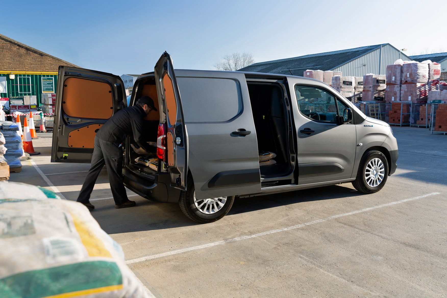 Toyota Proace City Electric van review - rear view, doors open, being loaded