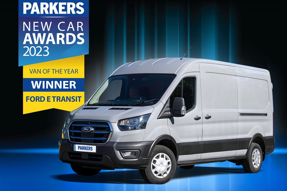 The Ford E-Transit is the overall Parkers Van of the Year 2023