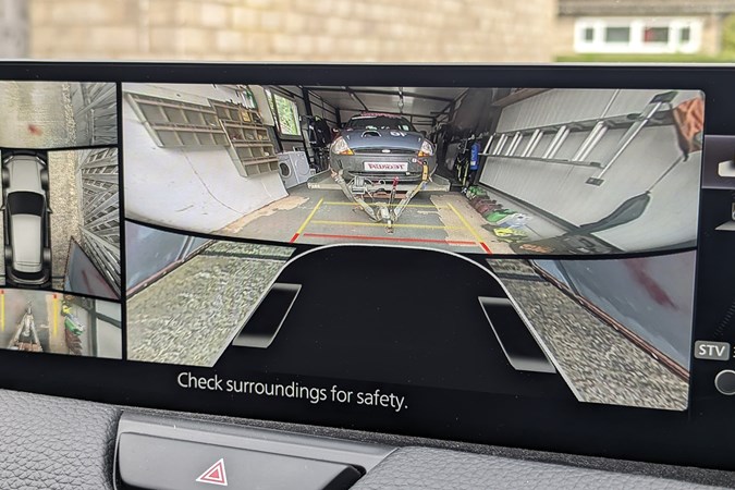 The Mazda CX-60 has a rear-view camera that makes hitching a trailer really easy