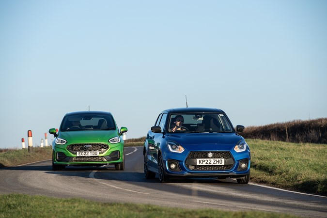 Suzuki Swift Sport (2023) review: long-termer twin test with Ford Fiesta ST, front action