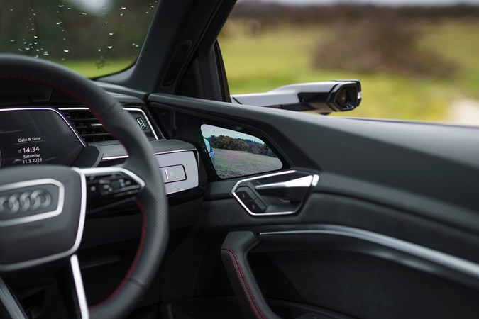 Audi Q8 E-Tron Sportback review - Virtual Mirror screen on inside of door