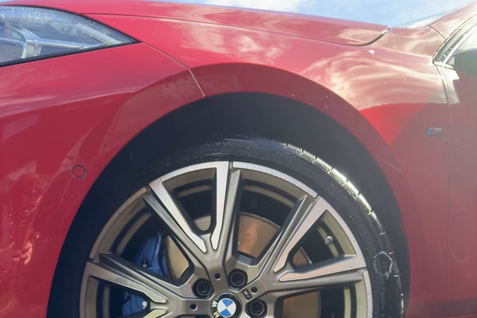 Checking tyres and wheels for damage - BMW M135i pothole