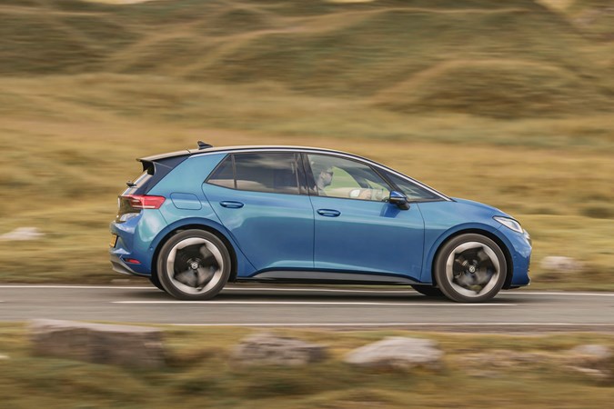 Volkswagen ID.3 blue static side view