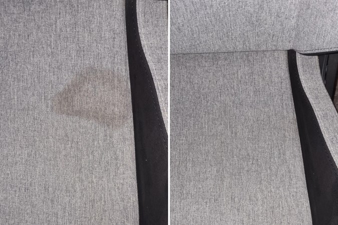 Before and after of a stain treated by a George