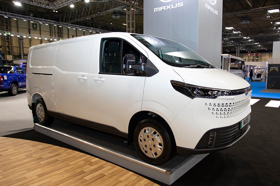 Maxus eDeliver 7 front three quarter static, unveiled at the 2023 Commercial Vehicle Show