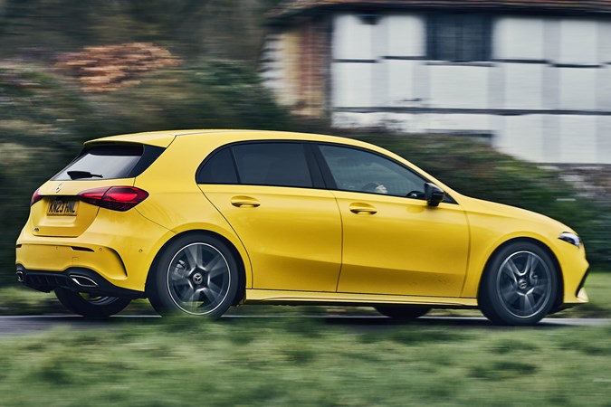 Mercedes A-Class yellow dynamic rear cornering