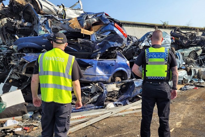 British Transport Police raid a scrapyard where stolen catalytic converters were found
