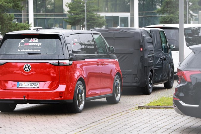 The Kia PV5 was spotted with a VW ID.Buzz Cargo.