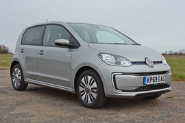 Silver 2020 Volkswagen e-Up front three-quarter