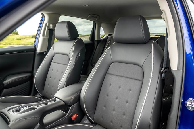 Honda ZR-V (2023) review: front seats, black leather upholstery