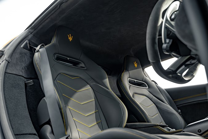 Maserati MC20 (2025) review: front seats, black upholstery