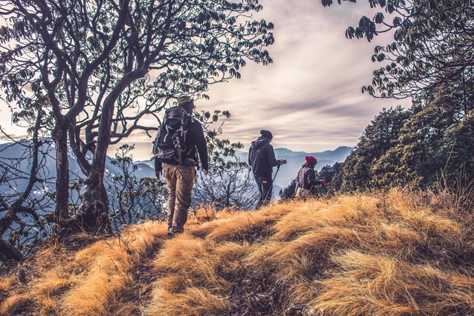 Hikers on a trail