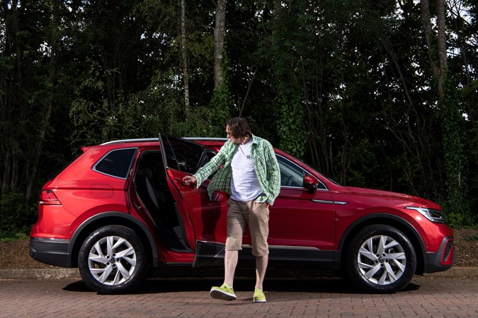 VW Tiguan long-term test review - concluding report, goodbye, side view, rear door open, with cj hubbard