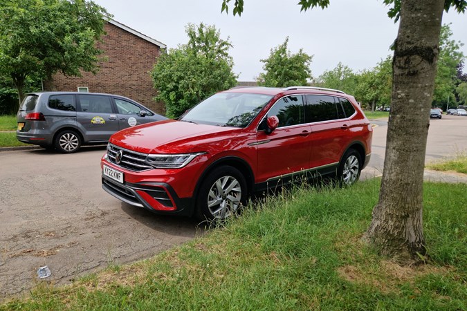 VW Tiguan Allspace long-term test - front, parked by tree