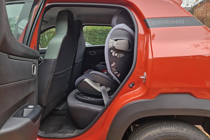 Dacia Spring review - rear seats with child seat fitted