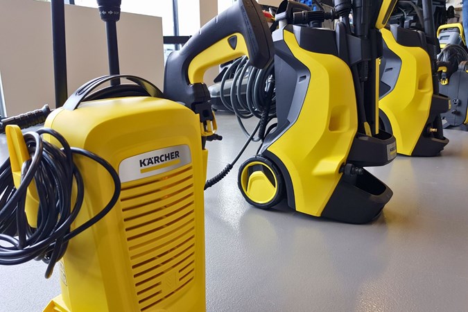 Karcher pressure washers lined up