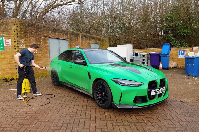 Ryan Gilmore cleaning a BMW M3 CS with a Karcher K2