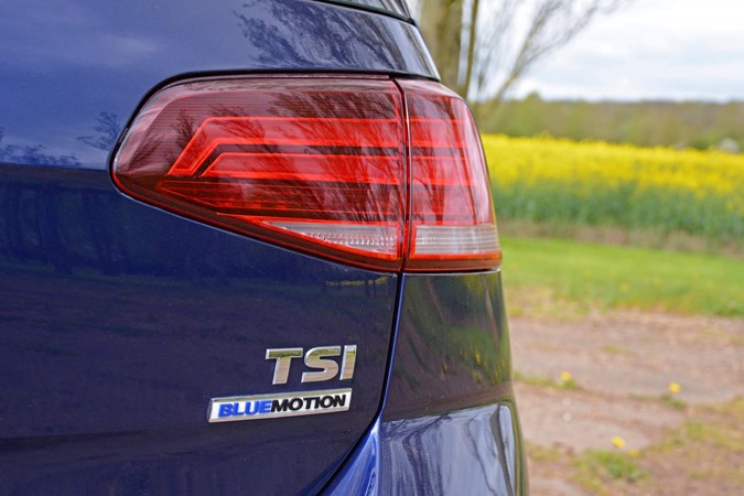 Blue Volkswagen Golf TSI BlueMotion badge and rear light
