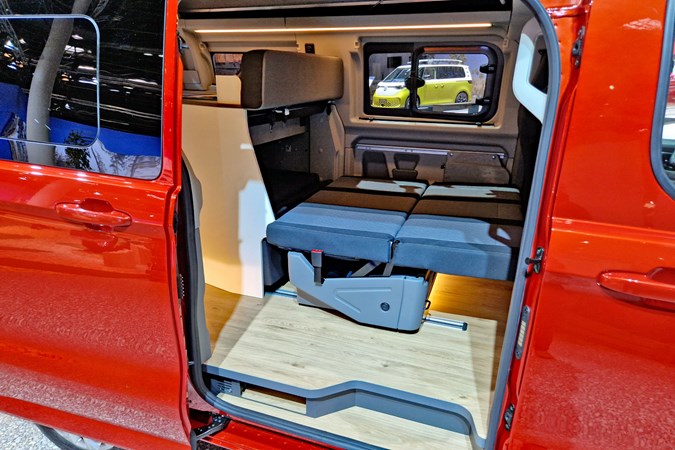 New Ford Transit Custom Nugget at the 2023 Dusseldorf Caravan Salon - red, lower bed