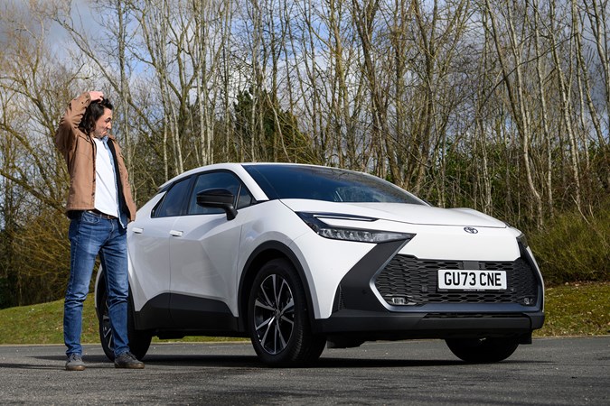 Toyota C-HR long-term review: front three quarter static, header image, white paint