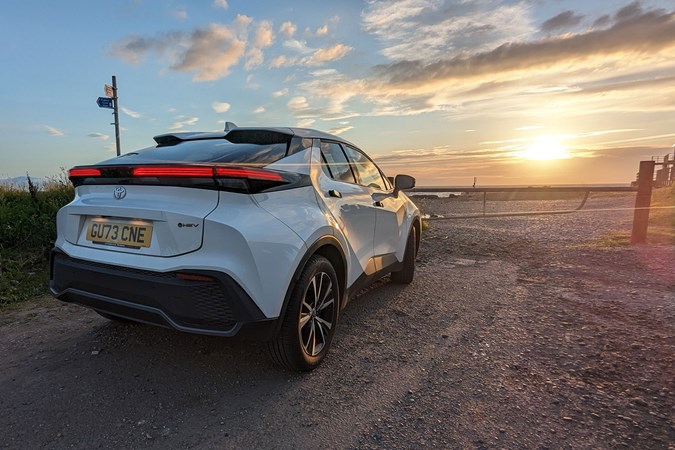 Toyota C-HR long-termer: rear three quarter static, by the sea, white paint