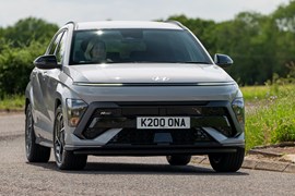 The most economical SUVs 2024: Hyundai Kona, front three quarter cornering