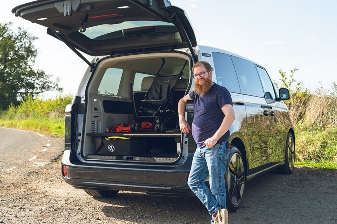 VW ID.Buzz long term rear boot shot with Alan Taylor-Jones