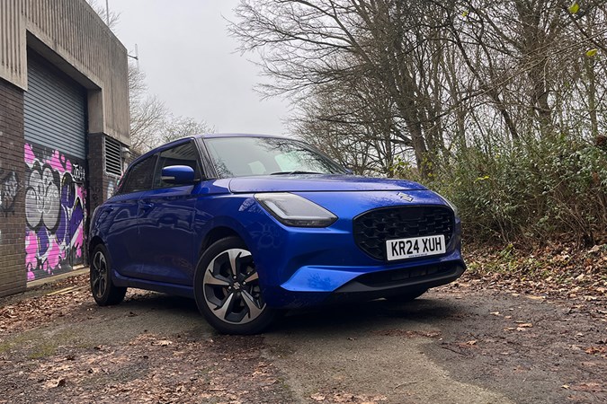 The Suzuki Swift static, front three quaters, blue