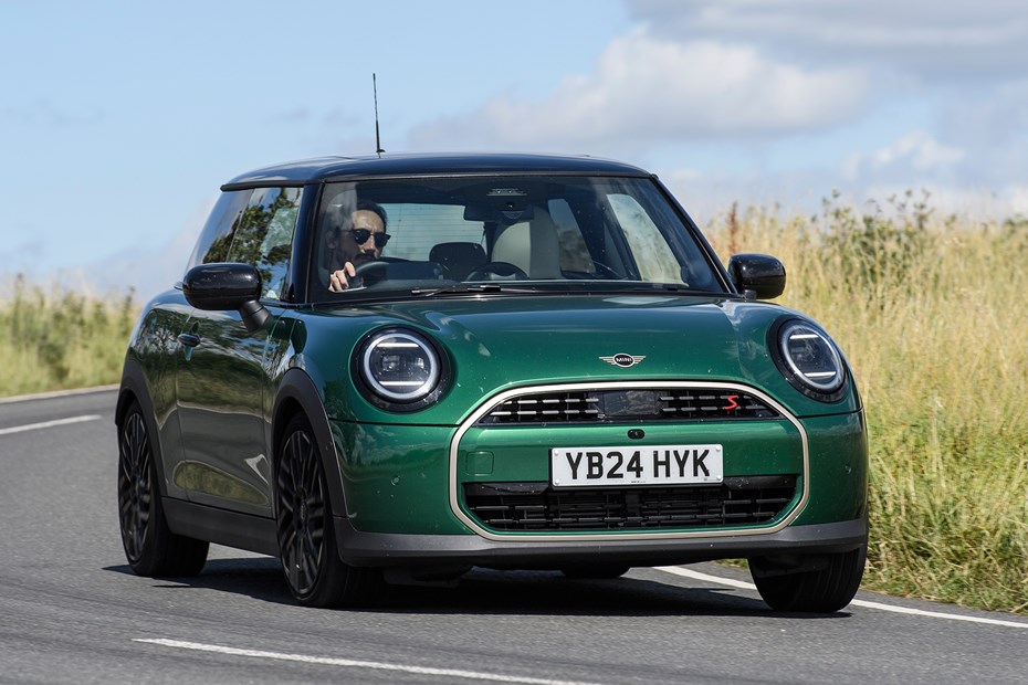 MINI Cooper S review: front three quarter cornering, green paint