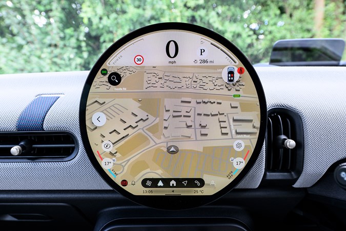 MINI Cooper S long-term test: circular infotainment system, on map screen