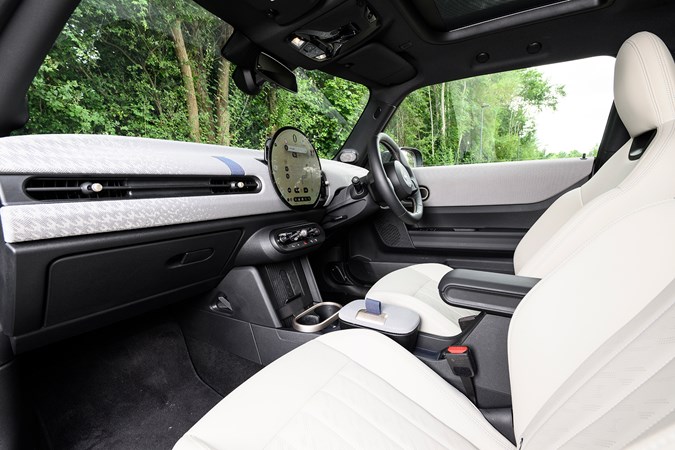 MINI Cooper S long-term test: front seats and dashboard, cream leather upholstery, fabric dash trim