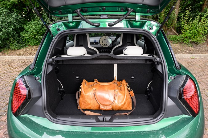 MINI Cooper S long-term test: boot space, with holdall in it, black fabric trim