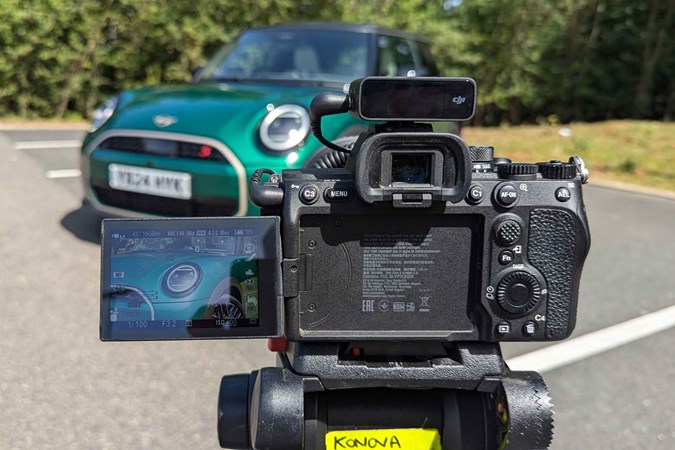 MINI Cooper S long-term test: front three quarter static, green paint, through the lens of a digital camera