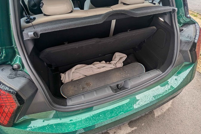 MINI Cooper S long-term test: boot space, black fabric trim, skateboard in hidden underfloor storage