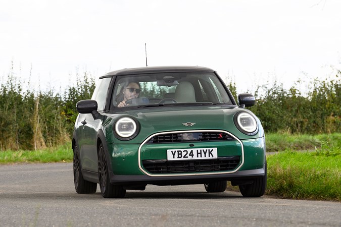 MINI Cooper S (2024) long-term: front three quarter cornering, green paint