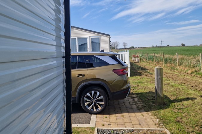 Rear wheel and back end of Skoda Kodiaq long-term test car