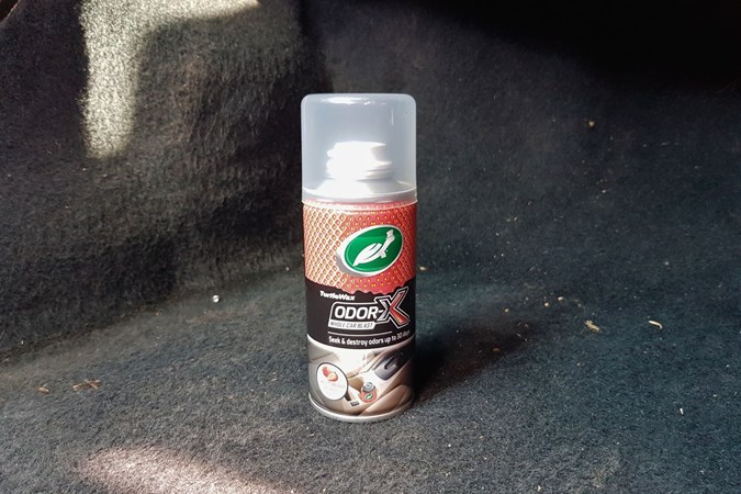 Turtle Wax Cherry Blast in footwell of car