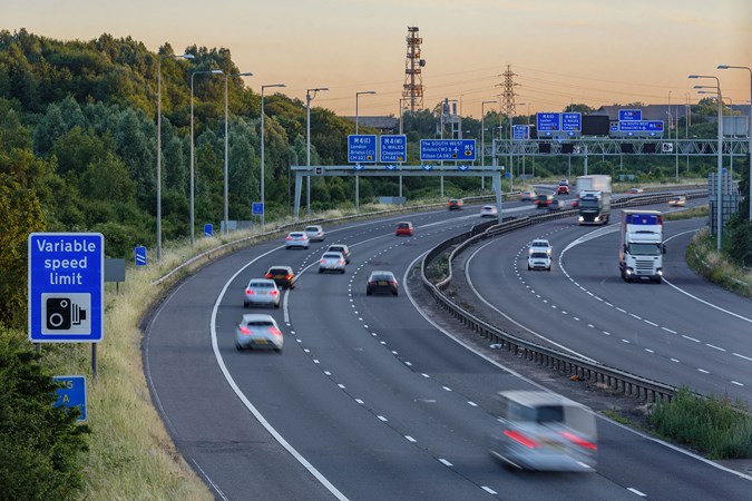 Bank holiday traffic: M5 motorway, heading towards Bristol, free-flowing traffic